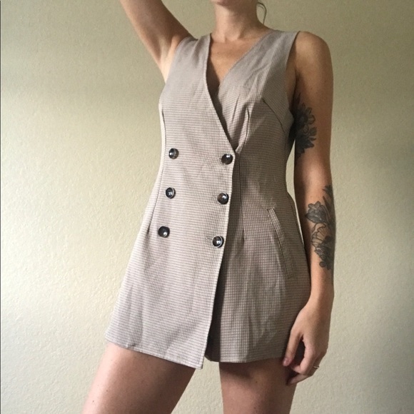 Urban Outfitters Pants - NWT UO Tan, Yellow and Navy Romper
